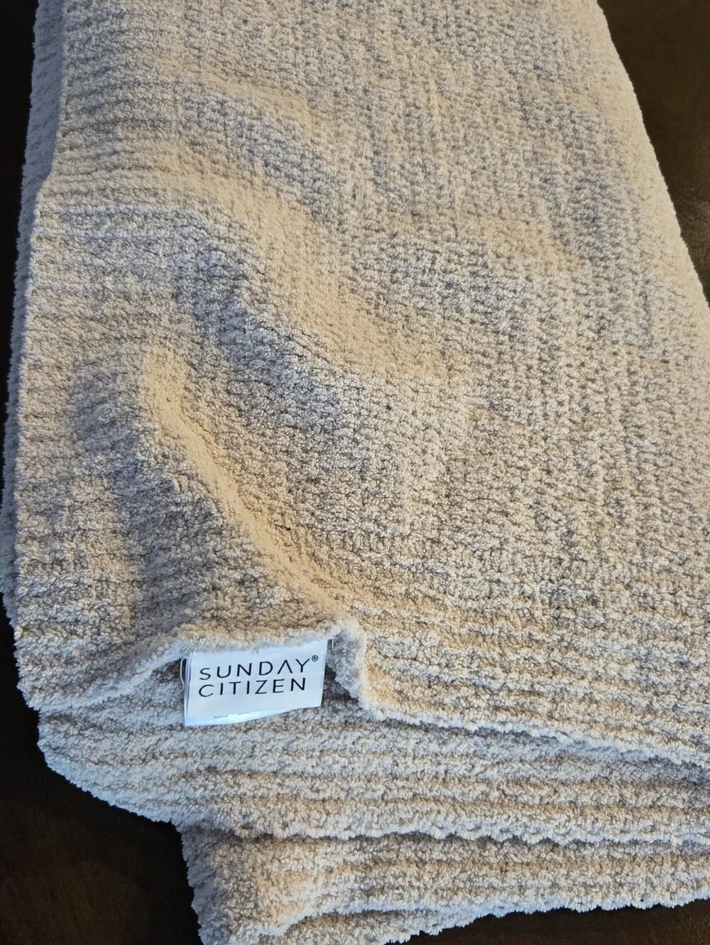Sunday Citizen Snug Cozy Textured Throw Lap Blanket in Cream